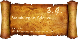 Baumberger Géza névjegykártya